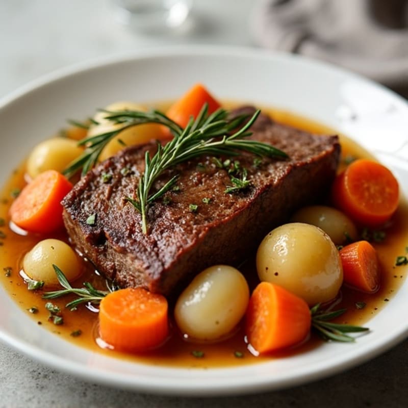 Herb-Garlic Braised Pot Roast with Root Vegetables