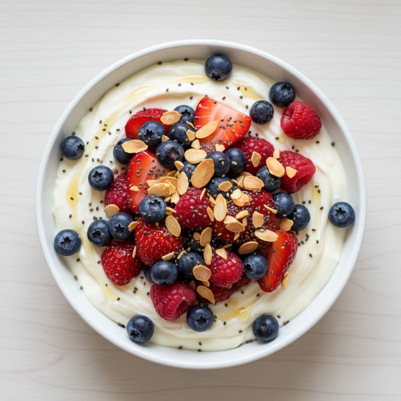 Silky Greek Yogurt Protein Pudding with Mixed Berries