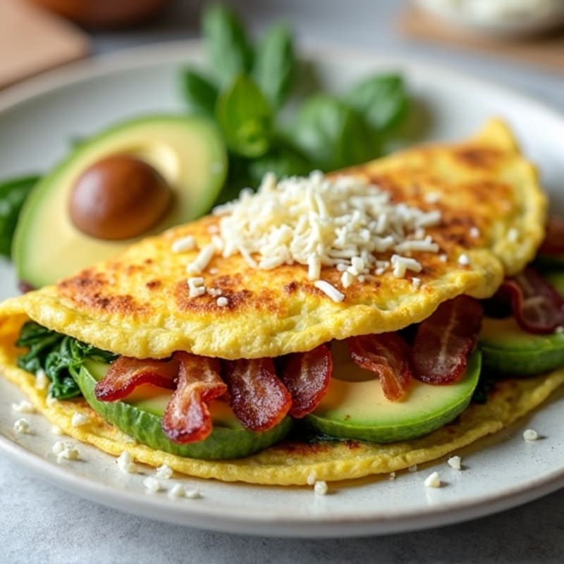 Egg White Spinach Omelette with Turkey Bacon