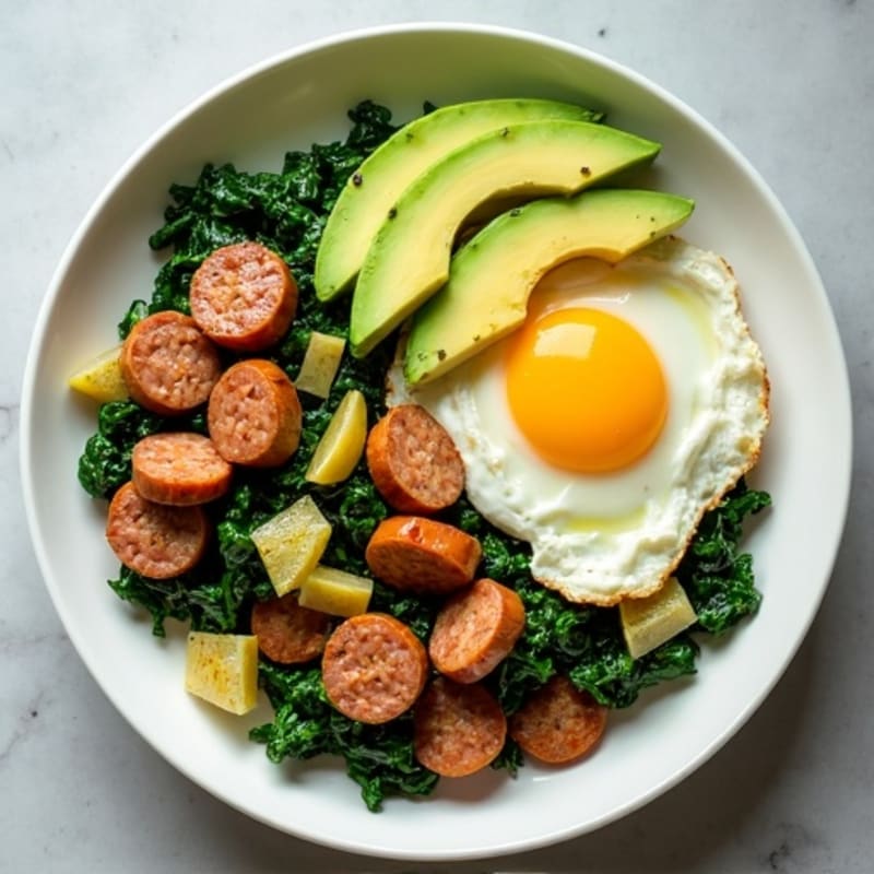 Egg White and Turkey Sausage Scramble with Spinach