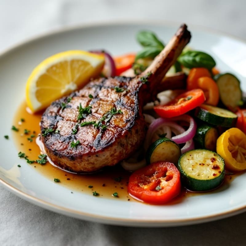 Grilled Herb Lamb Chops with Roasted Vegetables