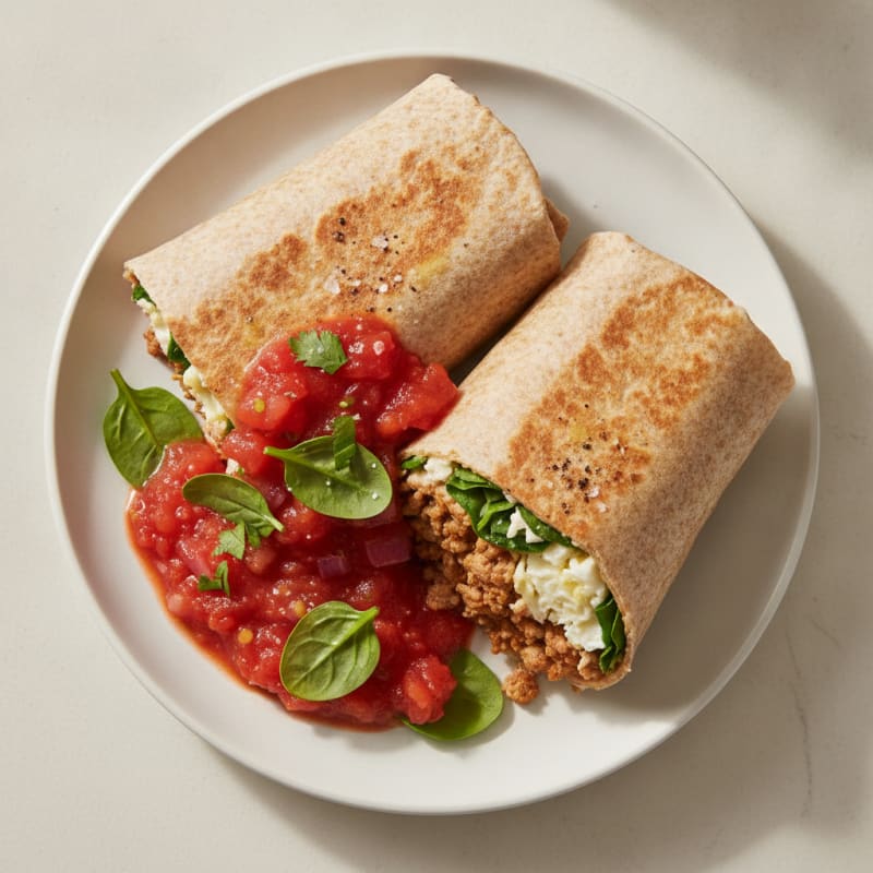 Hearty Breakfast Burrito with Salsa