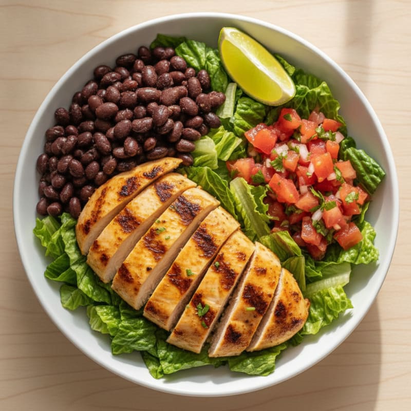 Grilled Chicken Taco Salad with Black Beans and Salsa