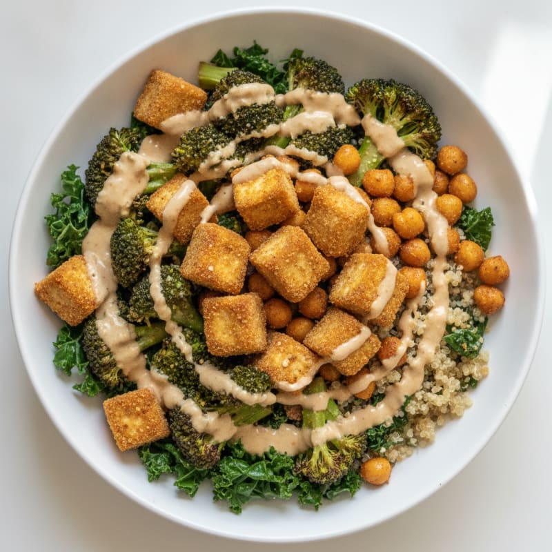 Roasted Vegetable Buddha Bowl with Tahini Dressing