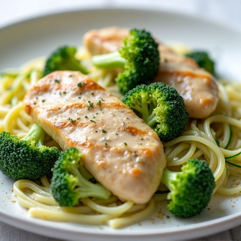 Creamy Lightened-Up Chicken Broccoli Alfredo