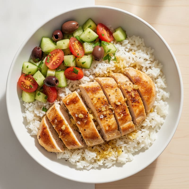 Garlic Chicken and Rice Bowl