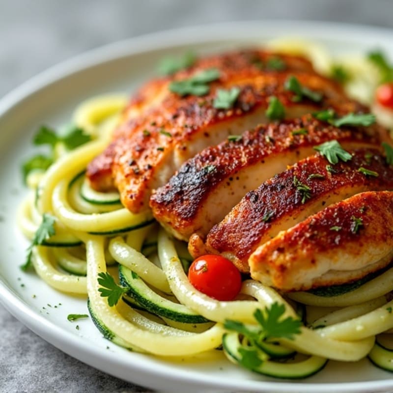 Spicy Cajun Chicken with Creamy Zucchini Noodles
