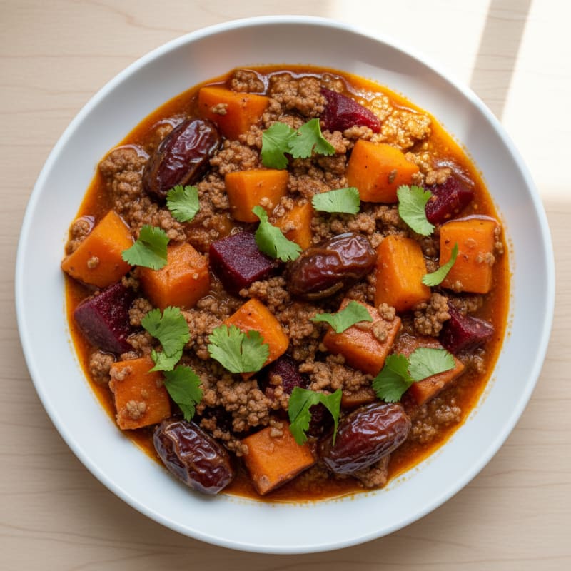 Beef & Sweet Potato Tagine with Dates