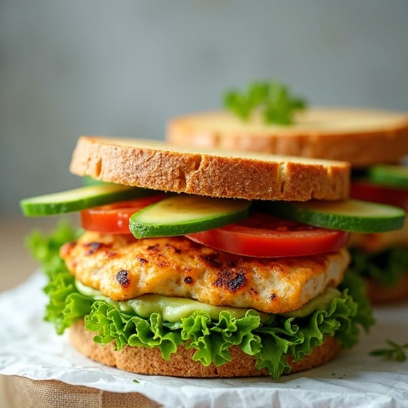 Grilled Chicken Sandwich with Fresh Greens and Creamy Avocado