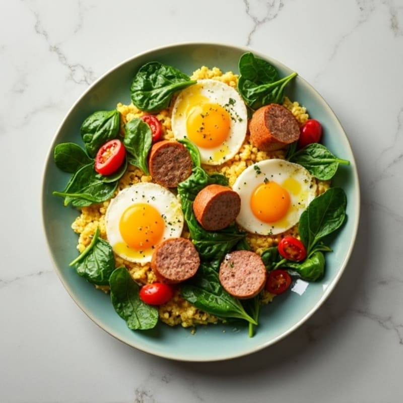 Egg White and Turkey Sausage Scramble with Spinach