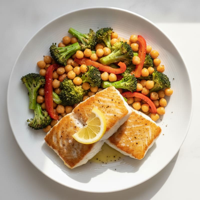 Pan-Seared Cod with Roasted Vegetables