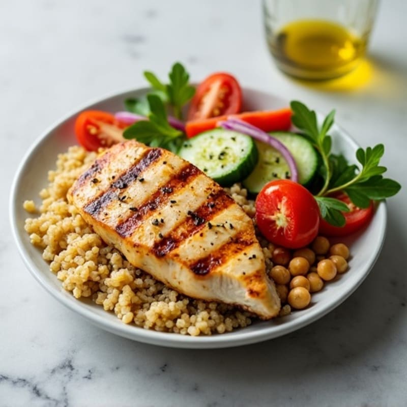 Grilled Chicken Breast with Chickpea Quinoa Salad