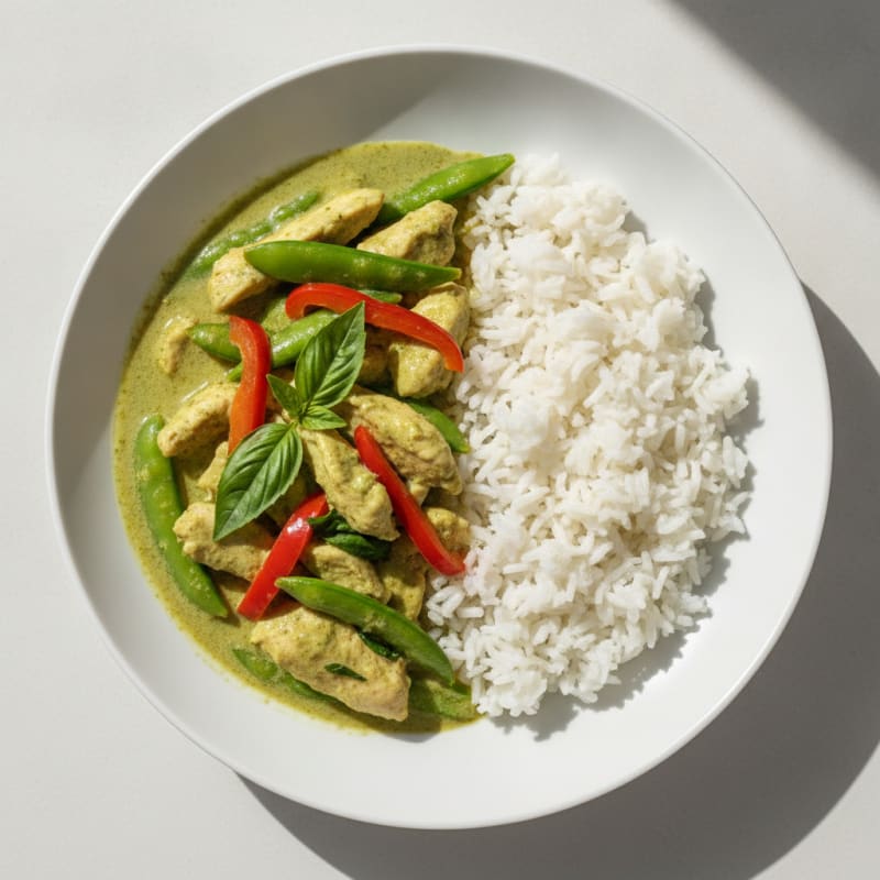 Green Curry Chicken with Coconut Rice