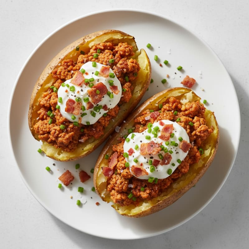 Loaded Baked Potatoes with Crispy Bacon