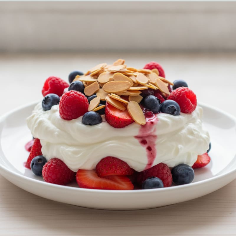 Greek Yogurt Protein Parfait with Mixed Berries and Almonds