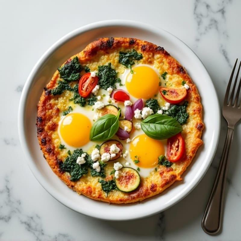 Fluffy Baked Egg Frittata with Roasted Vegetables and Herbs