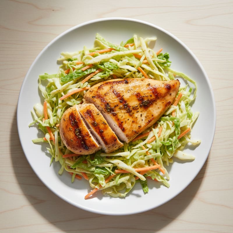 Grilled Chicken Breast with Crunchy Cabbage Slaw