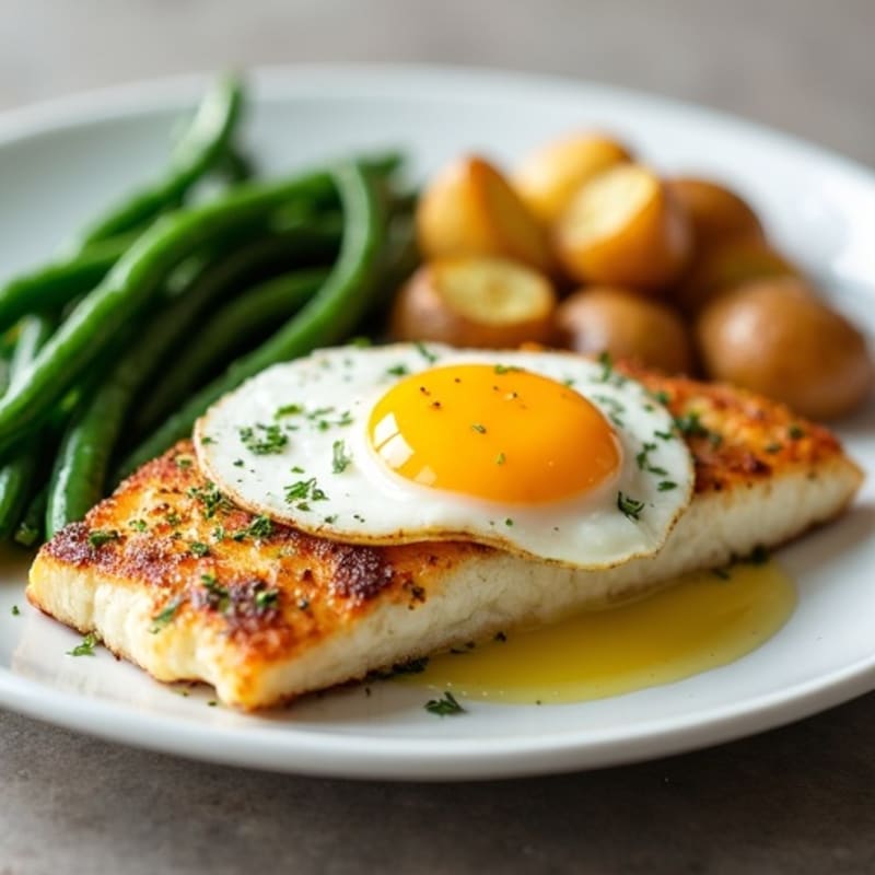 Seared Fish Fillet with Herb-Roasted Potatoes and Sautéed Green Beans