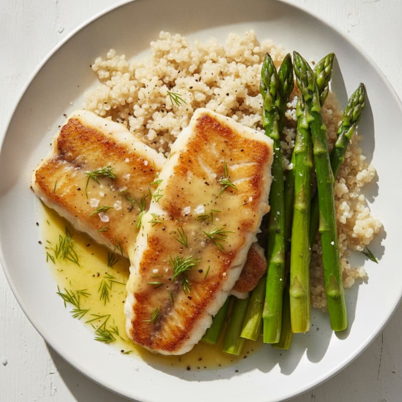 Pan-Seared Pacific Whiting with Lemon-Dill Sauce
