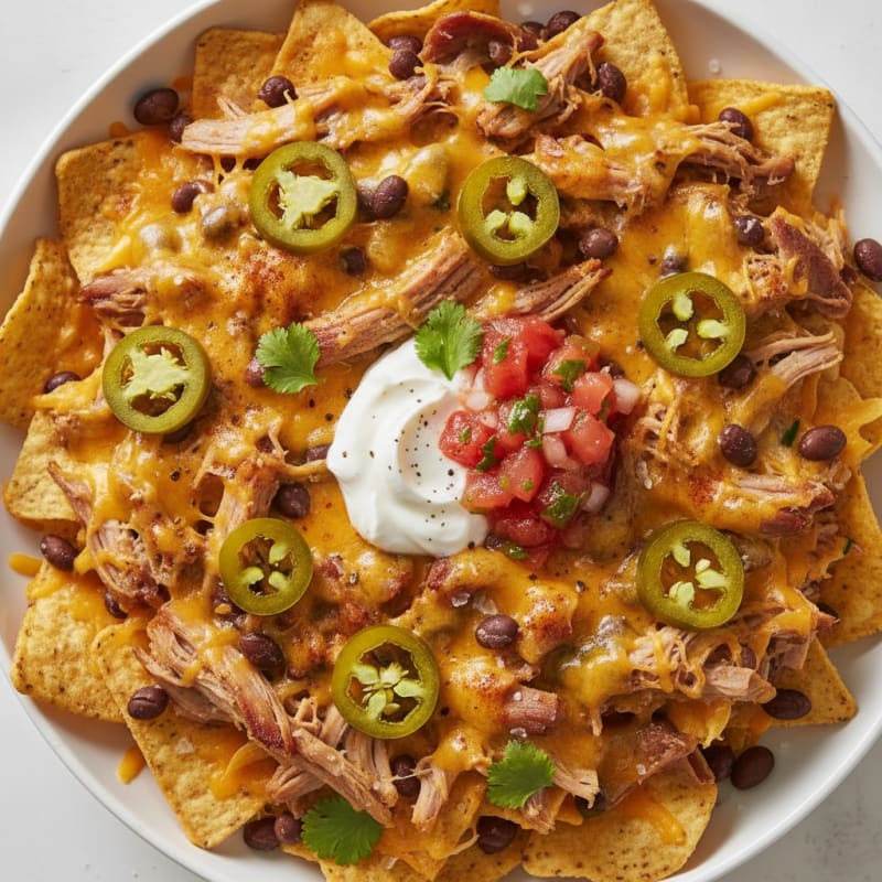 Pulled Pork Nachos with Pickled Jalapeños