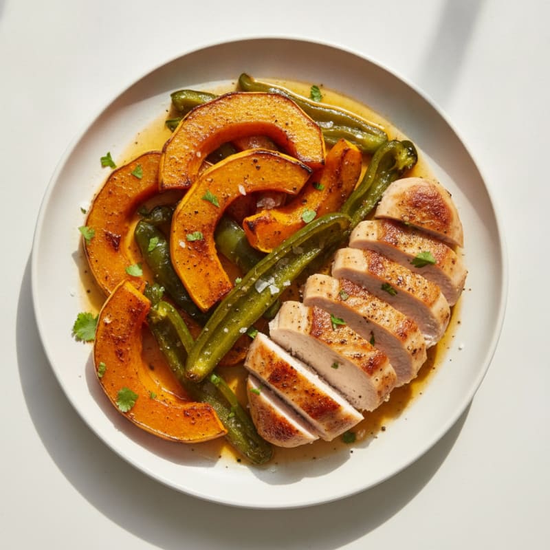 Roasted Honey-Nut Squash and Poblano Peppers