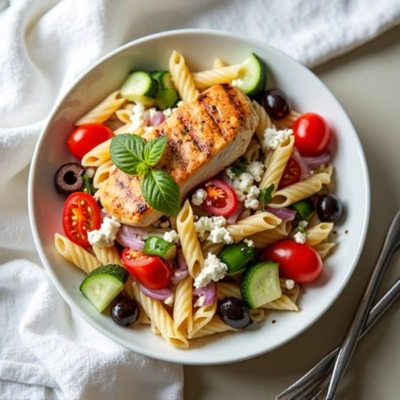 Fresh Greek Chicken Pasta Salad