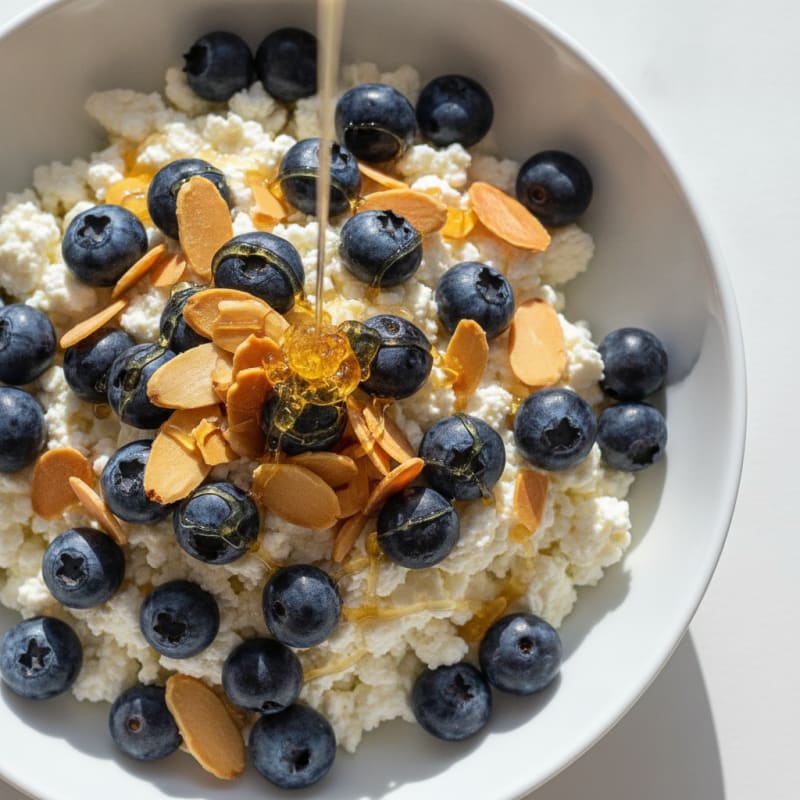 Cottage Cheese Berry Bowl with Sliced Almonds