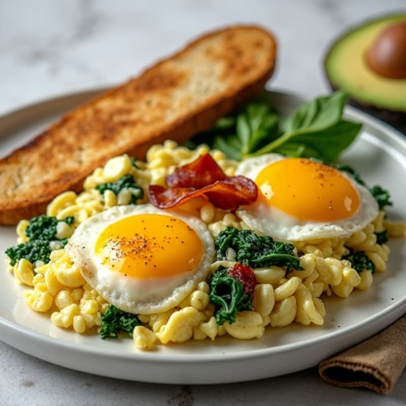 Egg White Scramble with Spinach and Turkey Bacon