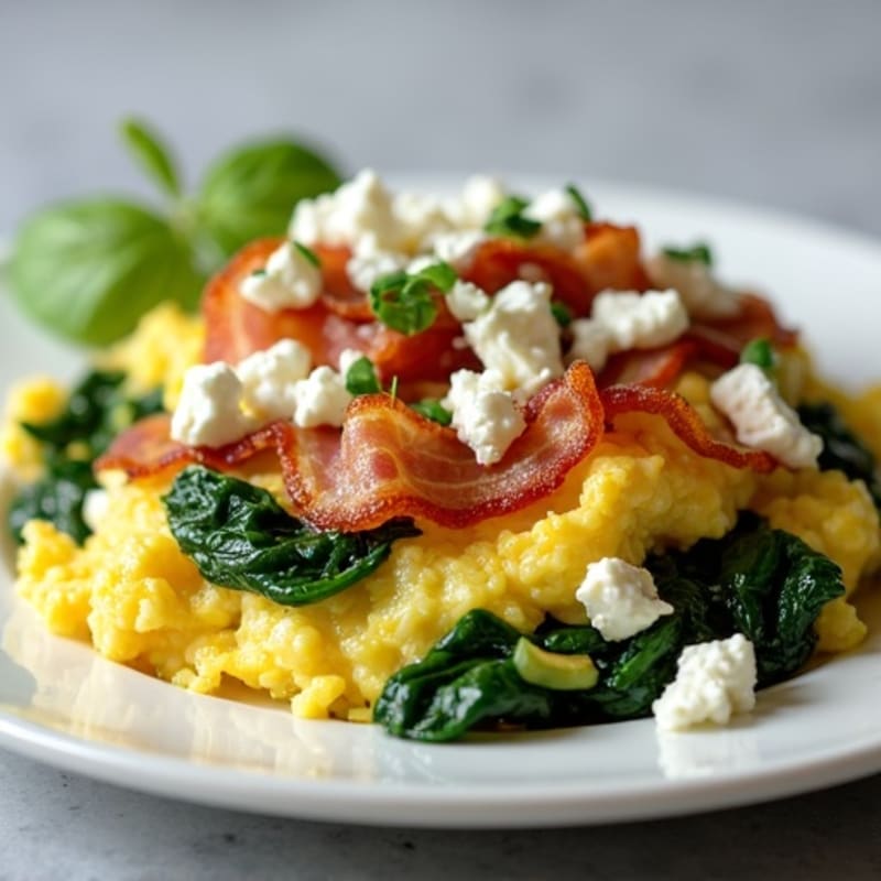 Egg White Scramble with Spinach and Turkey Bacon