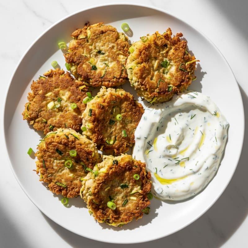 Crispy Zucchini Fritters with Zesty Dip