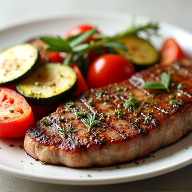 Garlic-Herb Seared Steak with Roasted Vegetables