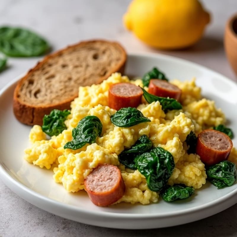 Egg White Scramble with Spinach and Turkey Sausage