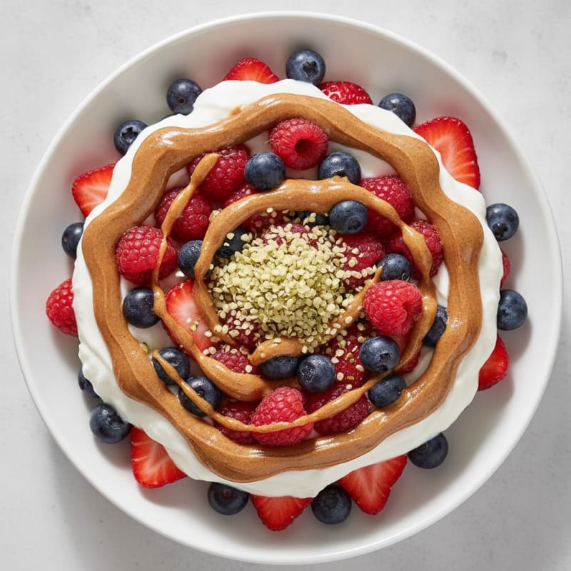 Greek Yogurt Parfait with Mixed Berries and Almond Butter