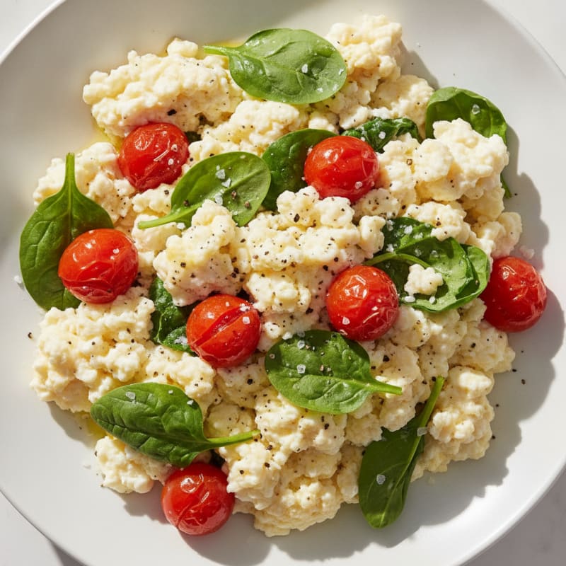 Egg White Scramble with Spinach and Cherry Tomatoes