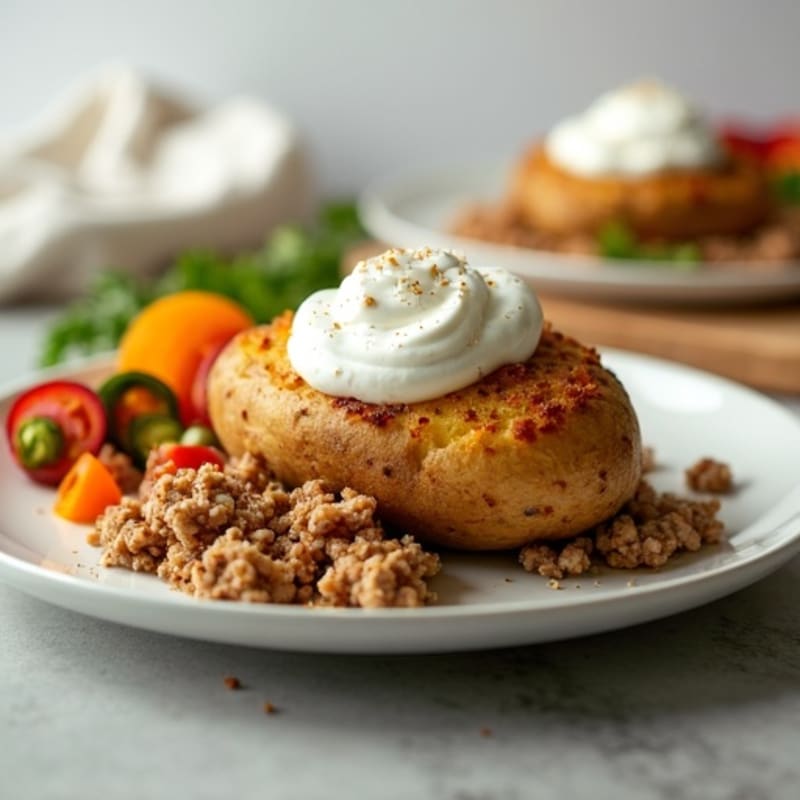 Fluffy Baked Potatoes with Lean Ground Turkey, Roasted Veggies, and Creamy Greek Yogurt