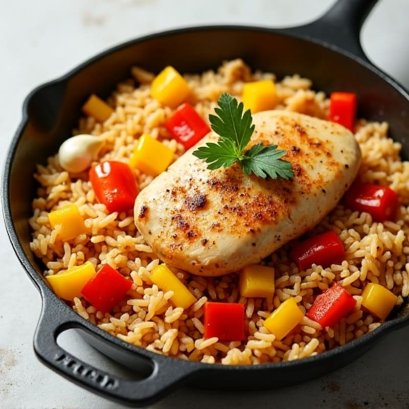 Flavorful Chicken and Saffron Rice Skillet with Bell Peppers