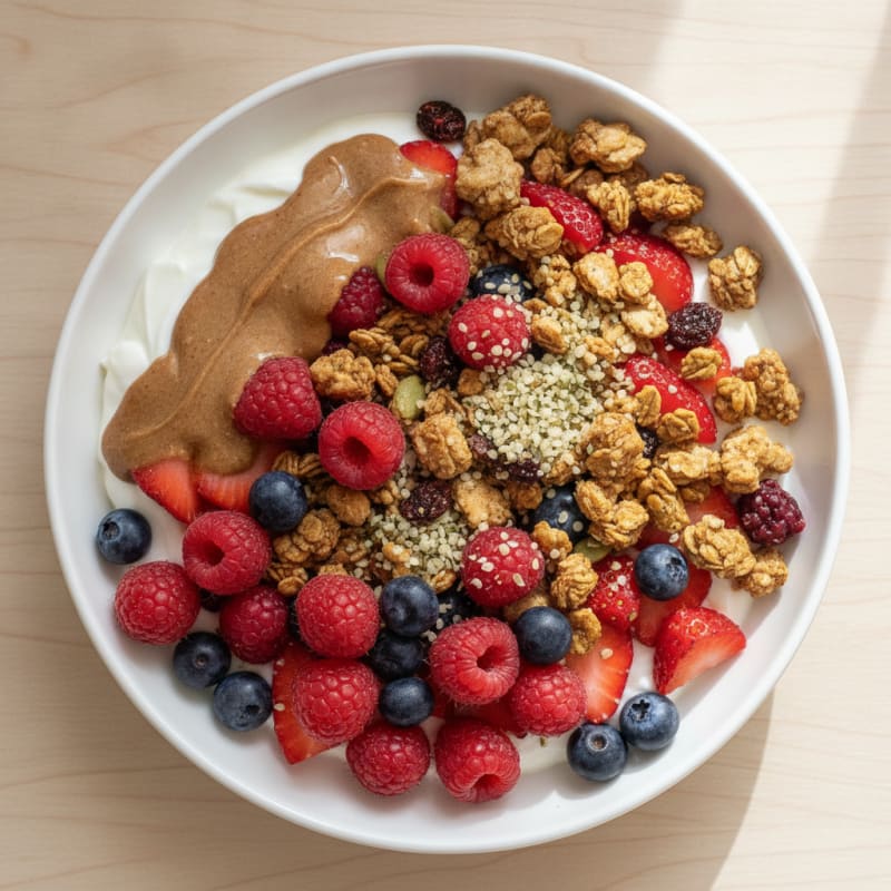 Greek Yogurt Bowl with Mixed Berries and Almond Butter