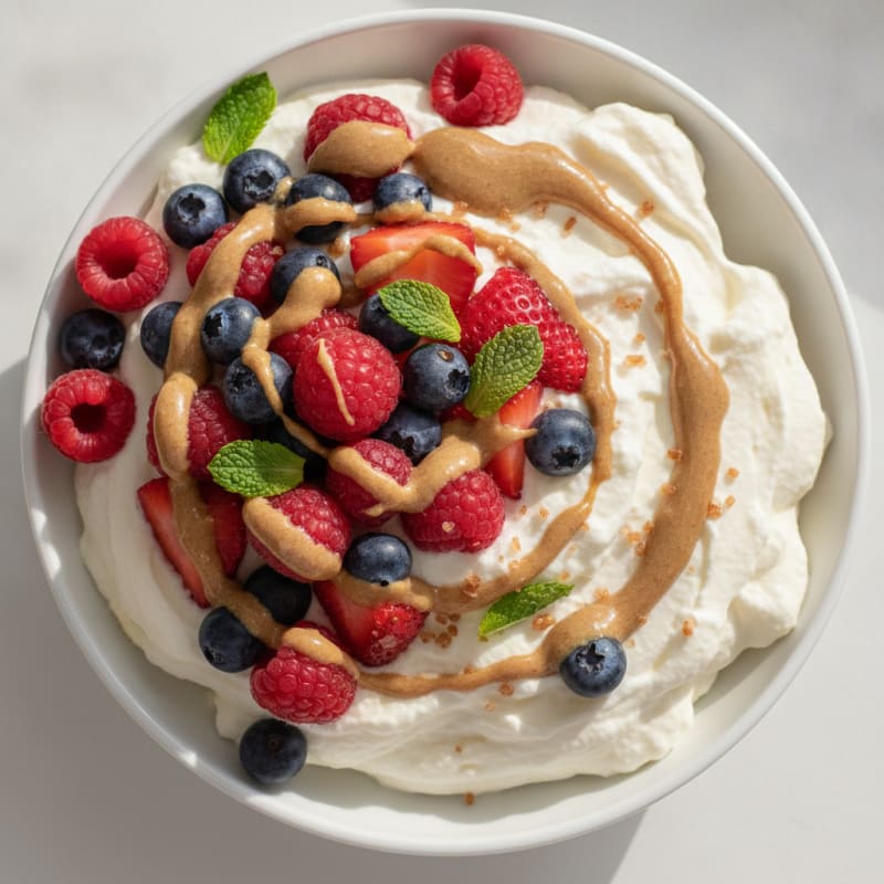 Greek Yogurt Protein Mousse with Mixed Berries