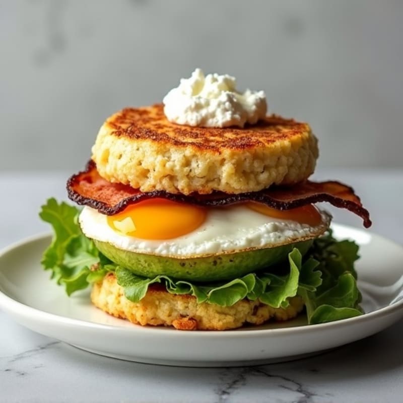 Crispy Turkey Bacon and Avocado Stack with Greens