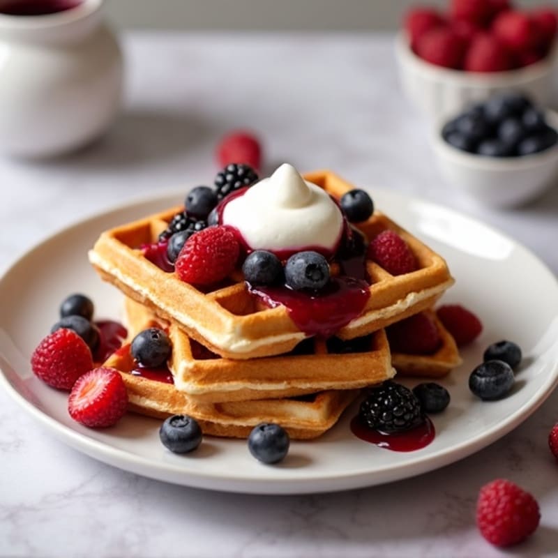 Protein-Packed Almond Flour Waffles with Berry Compote