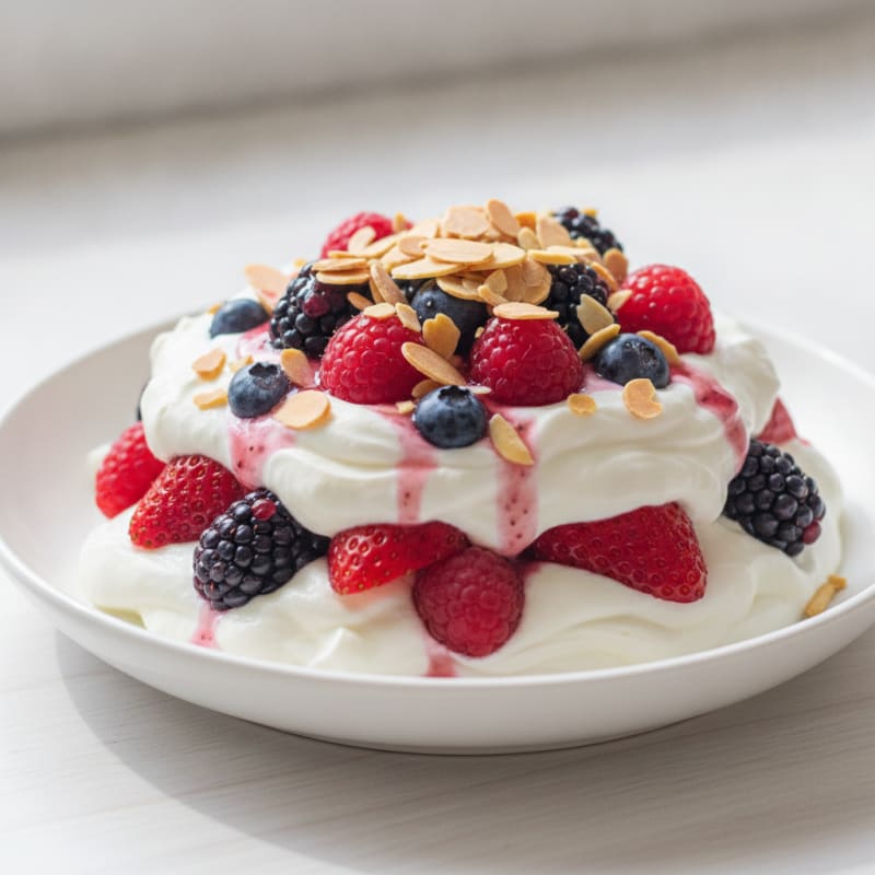 Greek Yogurt Protein Parfait with Mixed Berries and Almonds