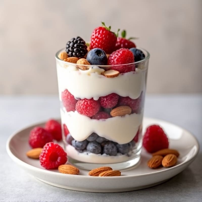 Greek Yogurt Protein Parfait with Berries and Almonds