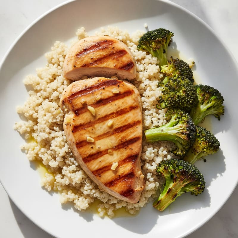 Grilled Turkey Breast with Quinoa and Roasted Broccoli