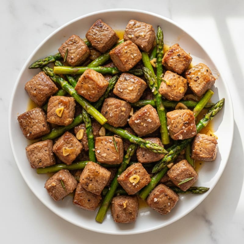 Garlic Herb Steak Bites with Asparagus