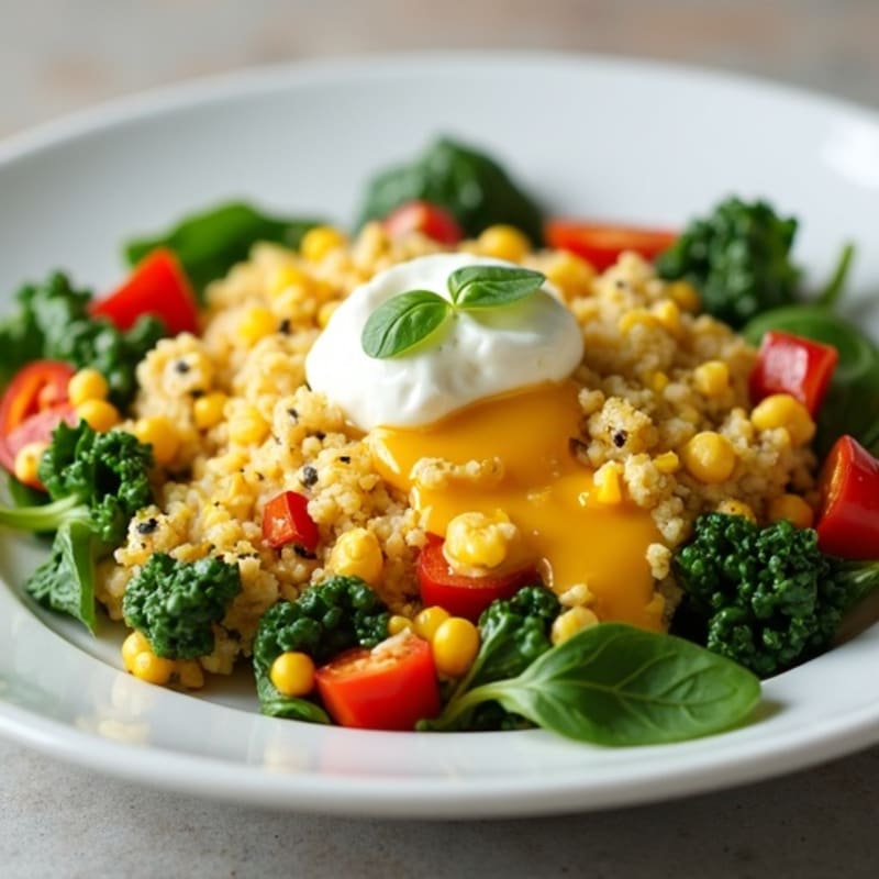 Egg White Veggie Scramble with Cottage Cheese