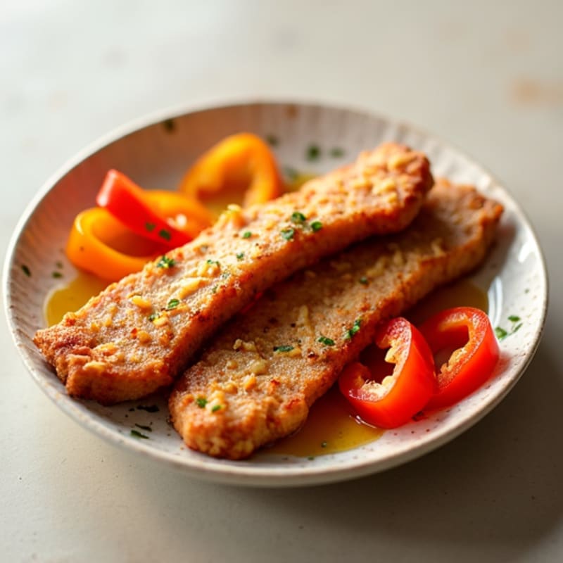 Crispy Pork Chop Strips with Sliced Peppers