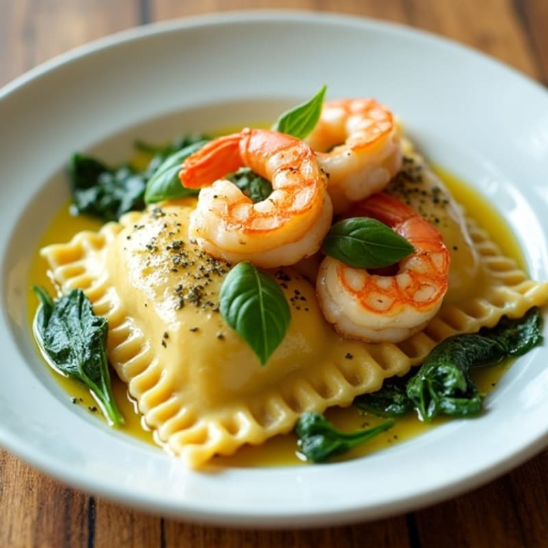 Creamy Ricotta Spinach Ravioli with Garlic Herb Sauce