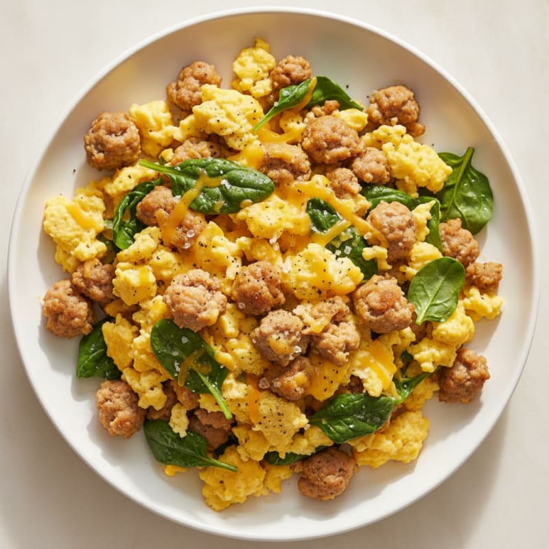 Turkey Sausage and Egg Scramble with Cheese