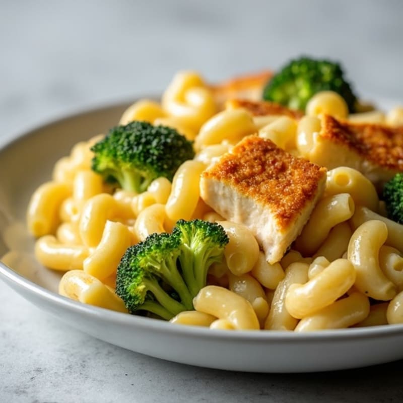 Healthy Chicken and Broccoli Baked Macaroni and Cheese