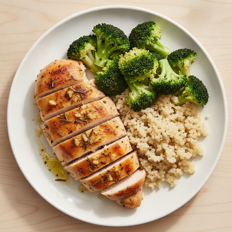 Herb-Roasted Chicken Breast with Steamed Broccoli